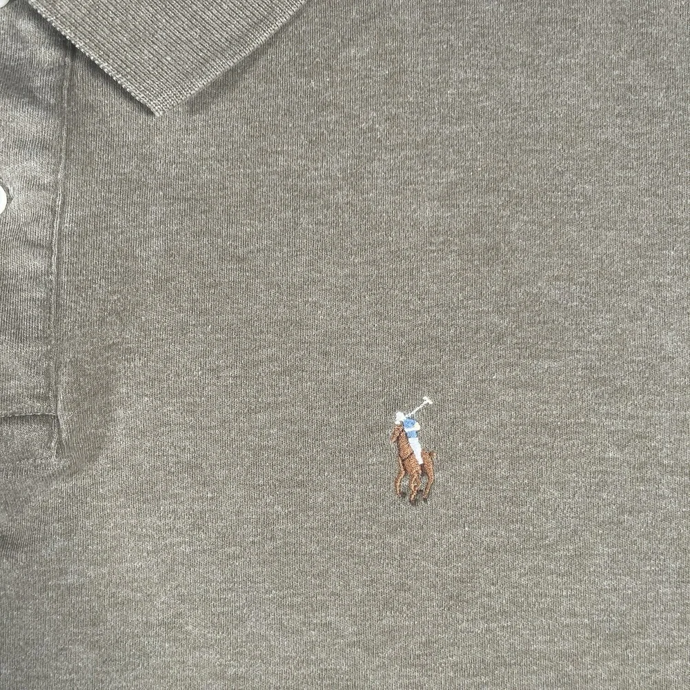 Polo Ralph Lauren Vtg‎ Polo Shirt Mens Lg Brown Flesh Pony Short Sleeve Preppy